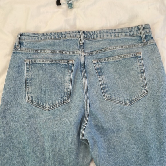 Raw Hem Crop Straight Leg Jeans SPLIT HEM ankles W36 L32 - Picture 5 of 7